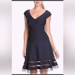 PINTUCK JERSEY PORTRAIT COCKTAIL DRESS